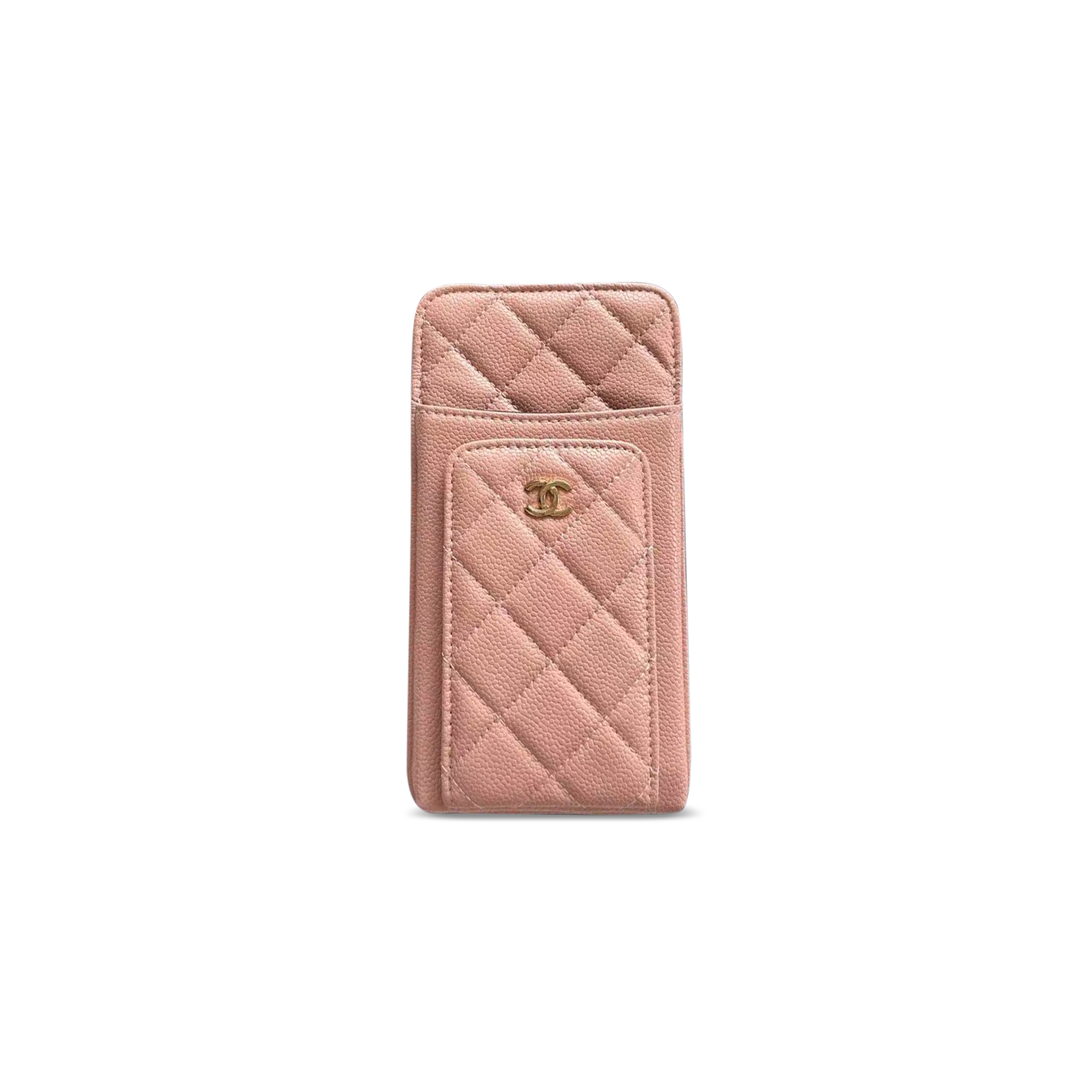 Ch*el caviar quilted cc phone holder pink ap0990 (18*10*3cm)